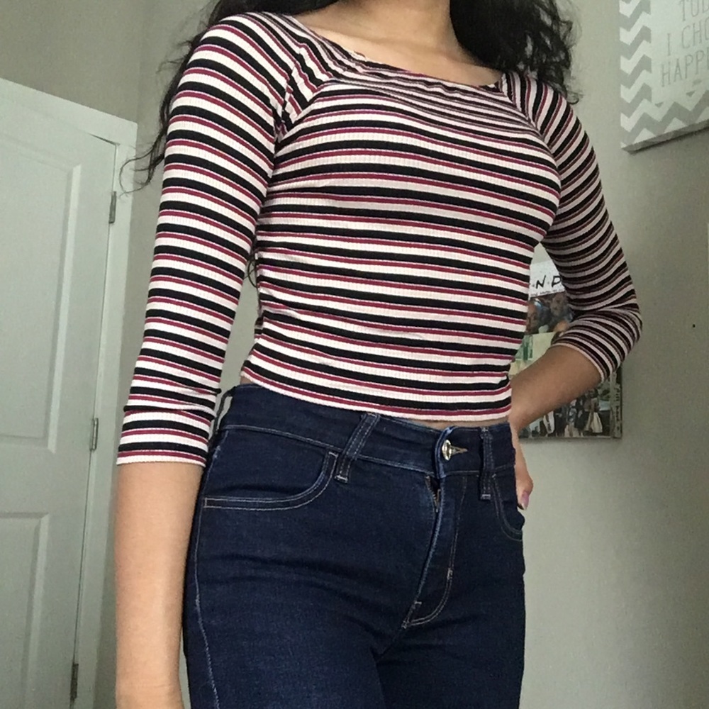 Striped 3/4 Sleeve Top